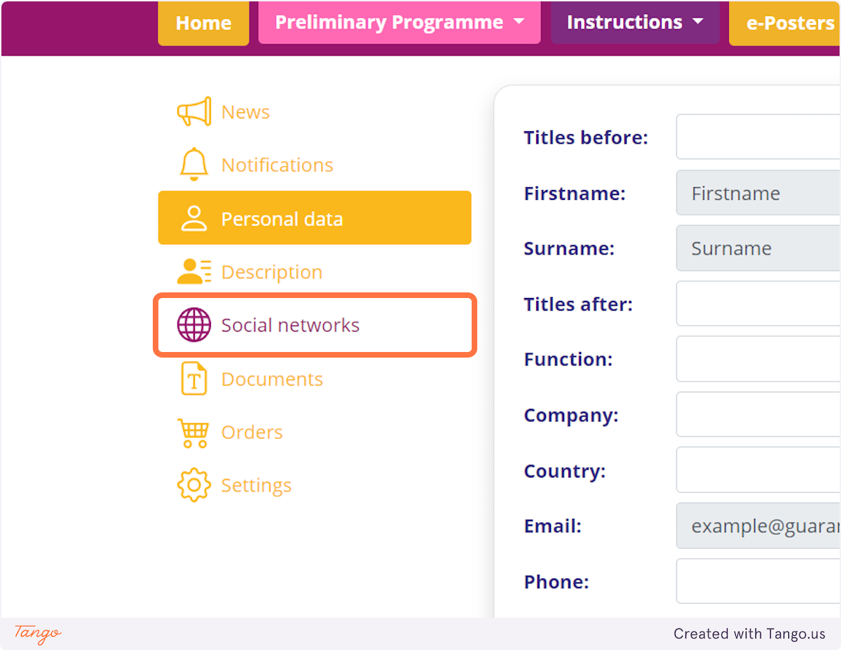 Edit your Social networks